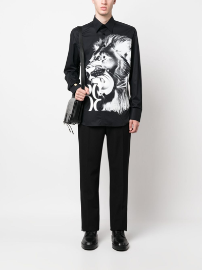 Shop Billionaire Lion-print Long-sleeve Shirt In Black