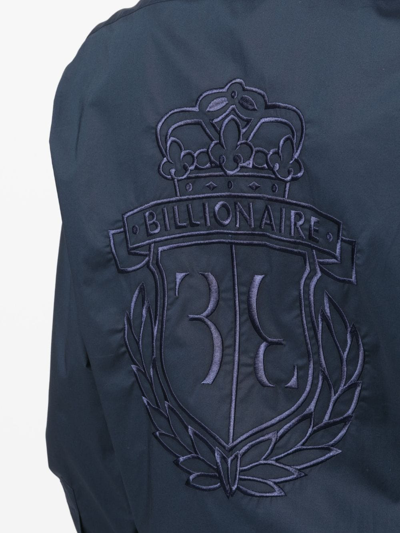 Shop Billionaire Logo-embroidered Cotton Shirt In Blue