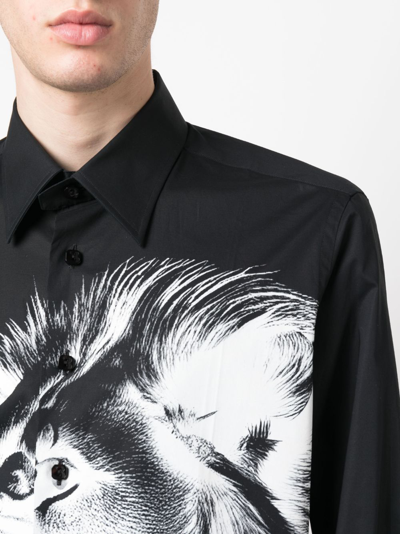 Shop Billionaire Lion-print Long-sleeve Shirt In Black