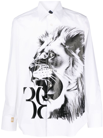 Shop Billionaire Lion-print Long-sleeve Shirt In White