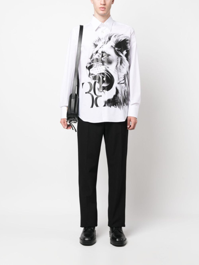 Shop Billionaire Lion-print Long-sleeve Shirt In White