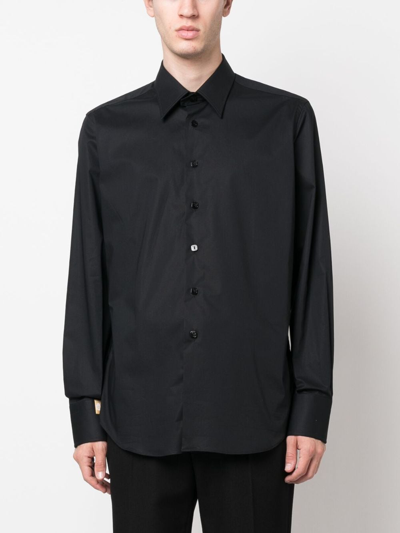 Shop Billionaire Logo-embroidered Cotton Shirt In Black