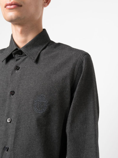 Shop Billionaire Logo-embroidered Cotton Shirt In Black