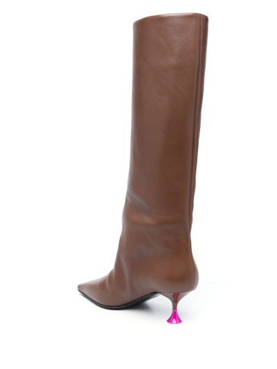 3juin 55mm Knee-length Leather Boots In Brown