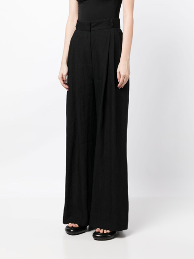 Shop Three Graces Molly High-waist Palazzo Trousers In Black