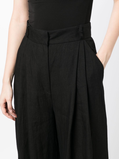 Shop Three Graces Molly High-waist Palazzo Trousers In Black