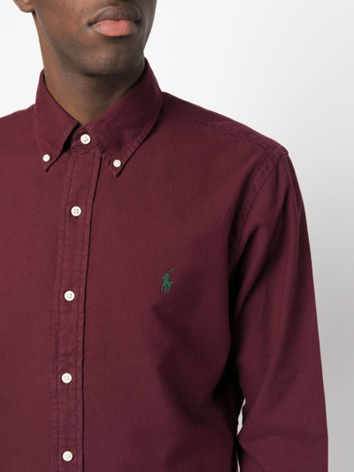 Shop Polo Ralph Lauren Polo Pony-embroidered Cotton Shirt In Purple