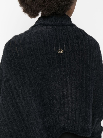 Shop Genny Faux-fur Trim High-low Cardigan In Black