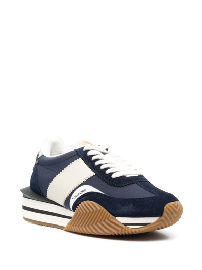 Shop Tom Ford James Panelled Sneakers In Blue