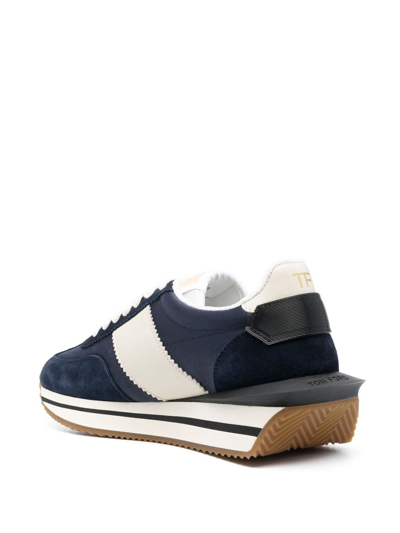 Shop Tom Ford James Panelled Sneakers In Blue