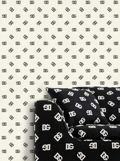 Shop Dolce & Gabbana Monogram Logo-print Wallpaper In White