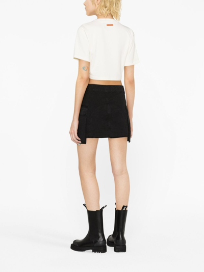 Heron Preston Distressed Rebuilt Denim Cargo Skirt In Black