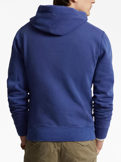 Shop Polo Ralph Lauren Logo-patch Cotton Hoodie In Blue