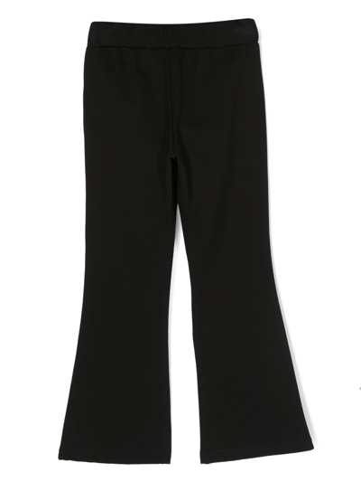 Shop John Richmond Junior Logo-embroidered Flared Trousers In Black