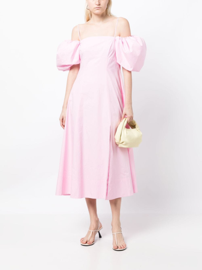 Shop Rejina Pyo Oksana Puff-sleeve Cotton Dress In Pink