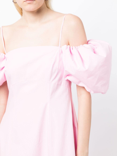 Shop Rejina Pyo Oksana Puff-sleeve Cotton Dress In Pink