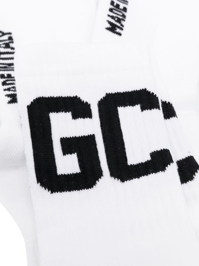 Shop Gcds Logo-jacquard Ribbed Socks In White