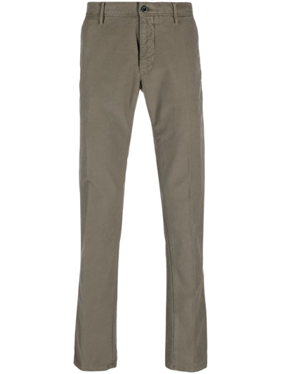 Shop Incotex Slim-cut Cotton Chinos In Green