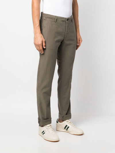 Shop Incotex Slim-cut Cotton Chinos In Green