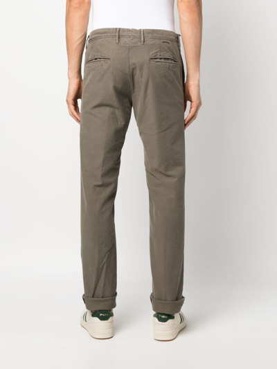 Shop Incotex Slim-cut Cotton Chinos In Green