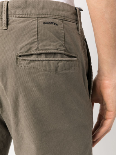 Shop Incotex Slim-cut Cotton Chinos In Green