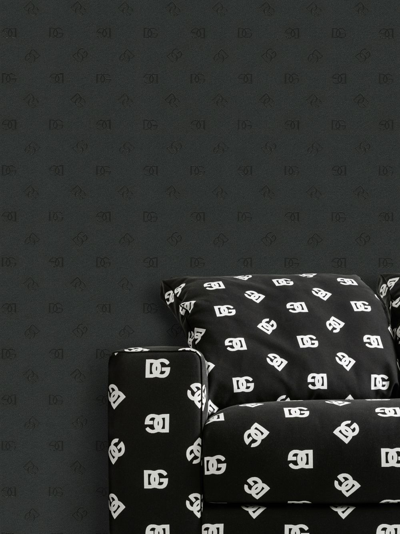 Shop Dolce & Gabbana Monogram Logo-print Wallpaper In Black