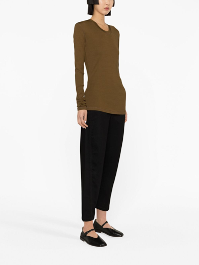 Shop Lemaire Ribbed Long-sleeve Top In Brown