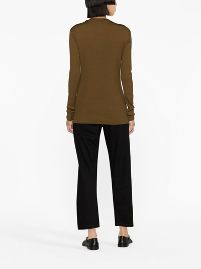 Shop Lemaire Ribbed Long-sleeve Top In Brown