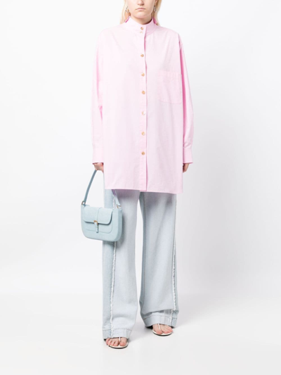 Rejina Pyo Townes Oversized Reversible Cotton Shirt In Pink