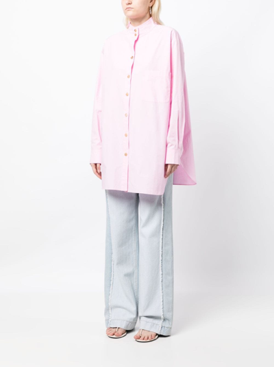 Rejina Pyo Townes Oversized Reversible Cotton Shirt In Pink