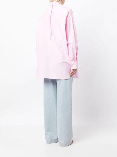 Rejina Pyo Townes Oversized Reversible Cotton Shirt In Pink