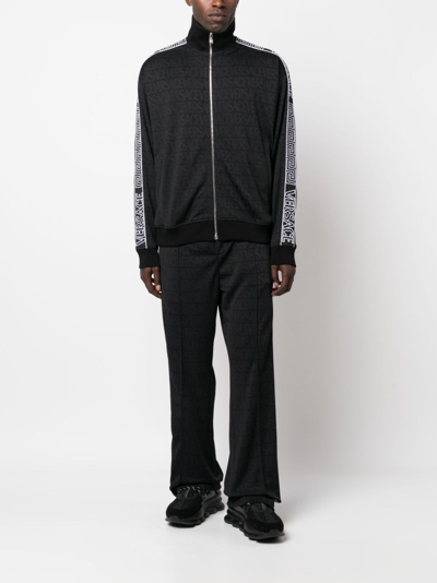 Versace Allover-pattern Cotton Track Jacket In Black