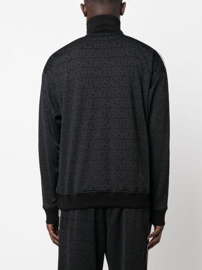 Versace Allover-pattern Cotton Track Jacket In Black