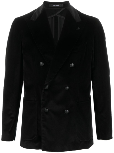 Shop Tagliatore Double-breasted Velvet Blazer In Black