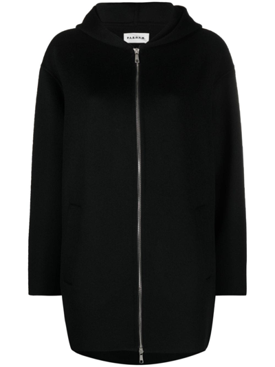 Shop P.a.r.o.s.h Zip-up Hooded Wool Jacket In Black