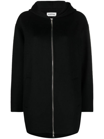 P.a.r.o.s.h Zip-up Hooded Wool Jacket In Black