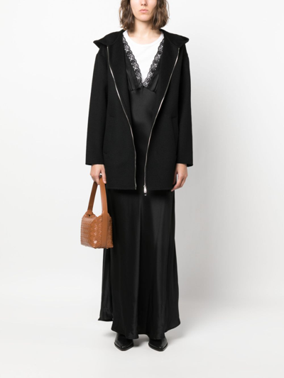 P.a.r.o.s.h Zip-up Hooded Wool Jacket In Black