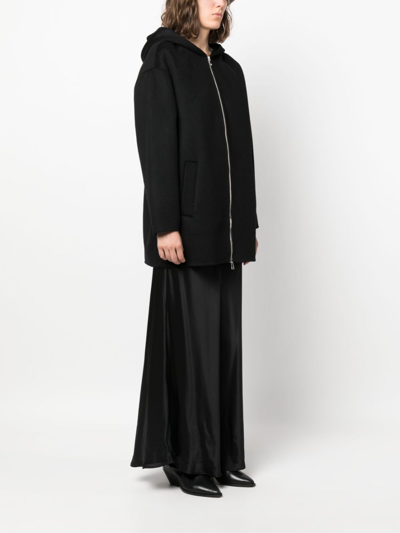 P.a.r.o.s.h Zip-up Hooded Wool Jacket In Black