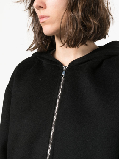 Shop P.a.r.o.s.h Zip-up Hooded Wool Jacket In Black