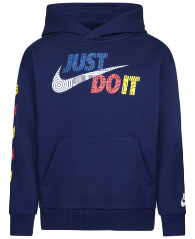 Shop Nike Little Boys Sportswear Trend Trekker Fleece Pullover Sweatshirt In Midnight Navy
