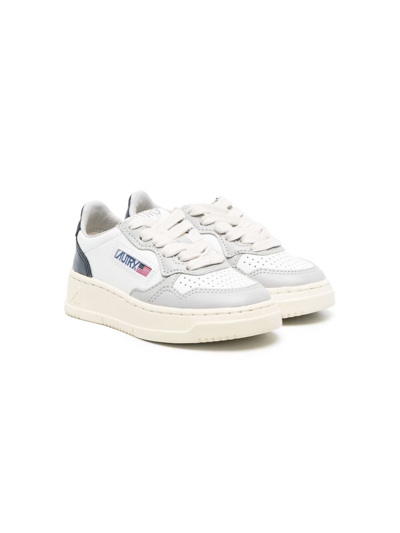 Shop Autry White Medalist Panelled Leather Sneakers