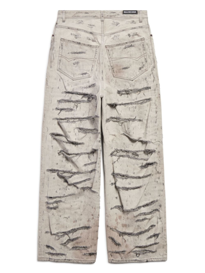 Shop Balenciaga Super Destroyed Ripped Jeans In White