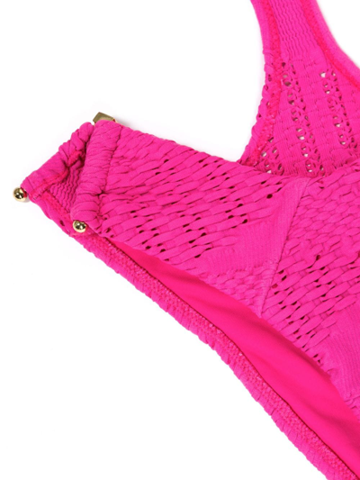 Amir Slama Woven Halterneck One-piece In Pink