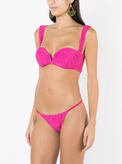 Amir Slama Woven Balconete Bikini Set In Pink