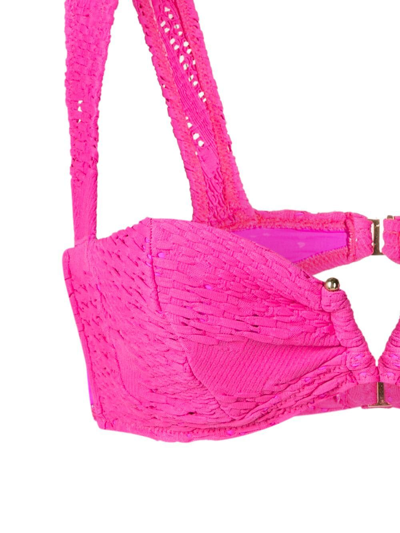 Amir Slama Woven Balconete Bikini Set In Pink