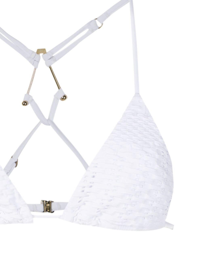 Shop Amir Slama Embosed-finish Triangle-cup Bikini In White