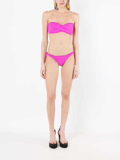 Shop Amir Slama Beaded-trim Bandeau Bikini In Pink