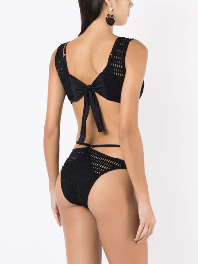 Amir Slama Open-knit Layered Bikini Set In Black