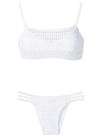 Shop Amir Slama Open-knit Bikini Set In White