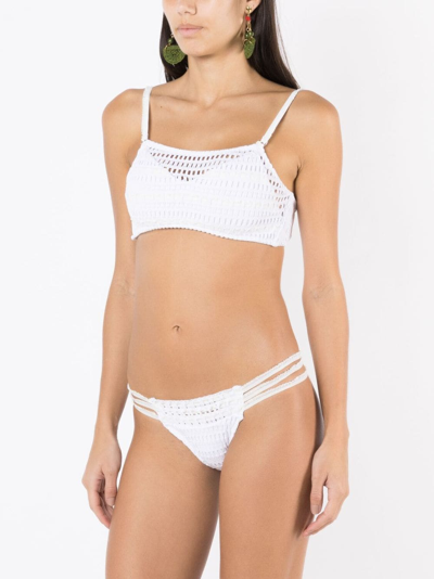 Shop Amir Slama Open-knit Bikini Set In White
